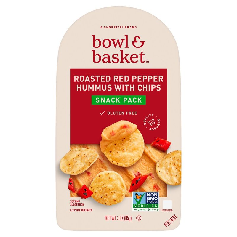 Bowl &amp; Basket Roasted Red Pepper Hummus with Chips Snack Pack, 3 oz