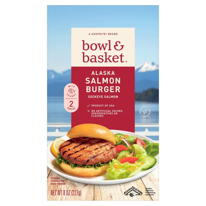 Bowl &amp; Basket Alaska Salmon Burger Patties, 2 count, 8 oz