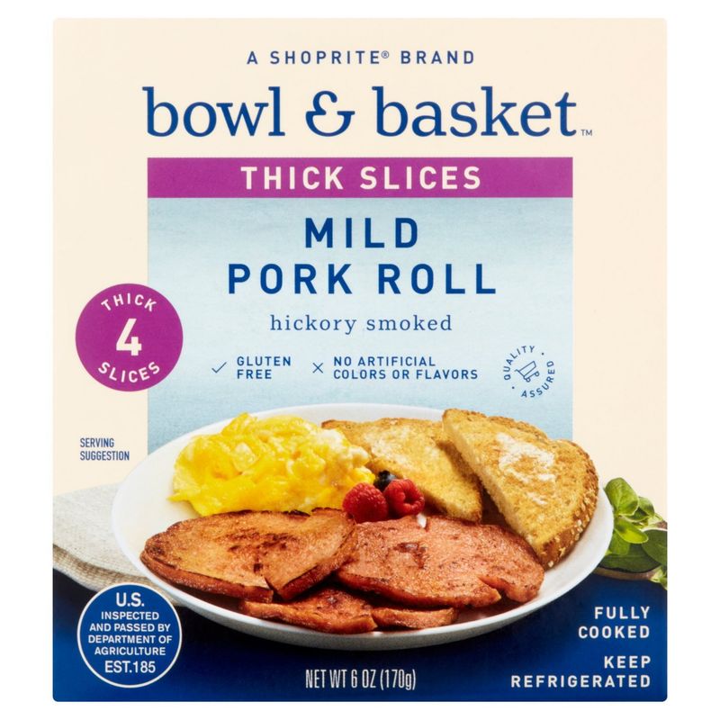 Bowl &amp; Basket Thick Slices Hickory Smoked Mild Pork Roll, 4 count, 6 oz