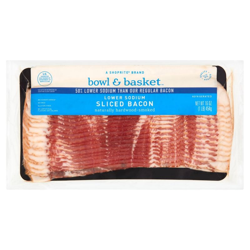 Bowl &amp; Basket Lower Sodium Sliced Bacon, 16 oz