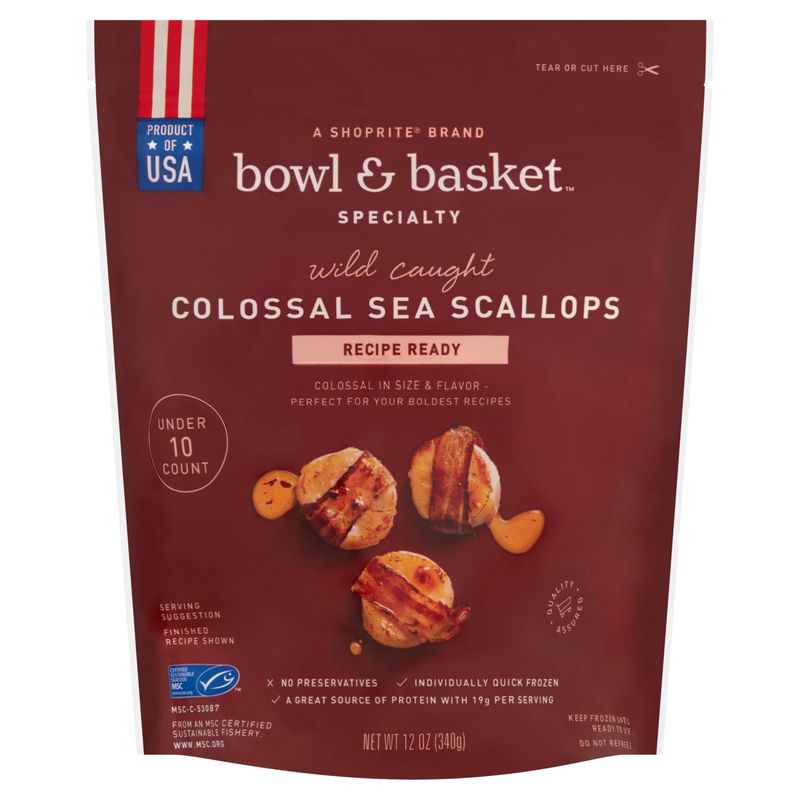 Bowl &amp; Basket Specialty Wild Caught Colossal Sea Scallops, 12 oz