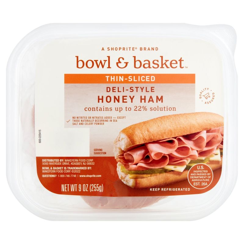 Bowl &amp; Basket Thin-Sliced Deli-Style Honey Ham, 9 oz