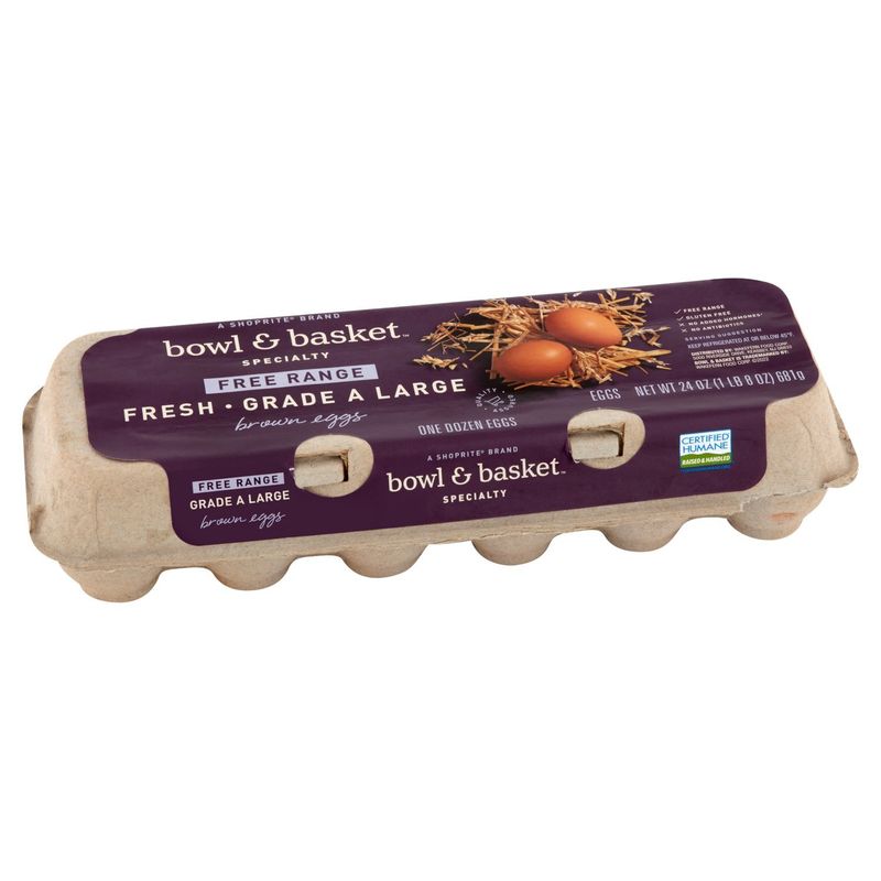 Bowl &amp; Basket Specialty Free Range Fresh Brown Eggs, Large, 12 count, 24 oz