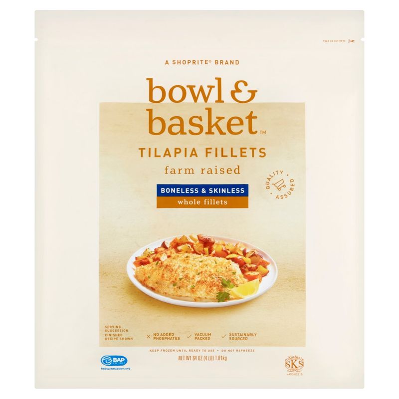 Bowl &amp; Basket Boneless &amp; Skinless Tilapia Fillets, 64 oz