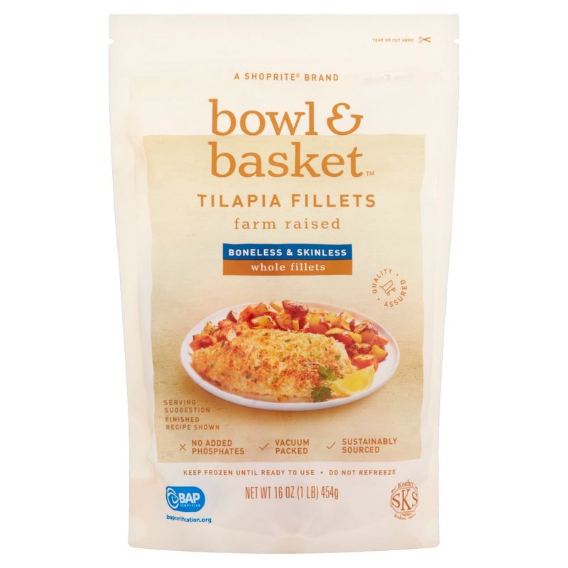 Bowl &amp; Basket Boneless &amp; Skinless Whole Tilapia Fillets, 16 oz