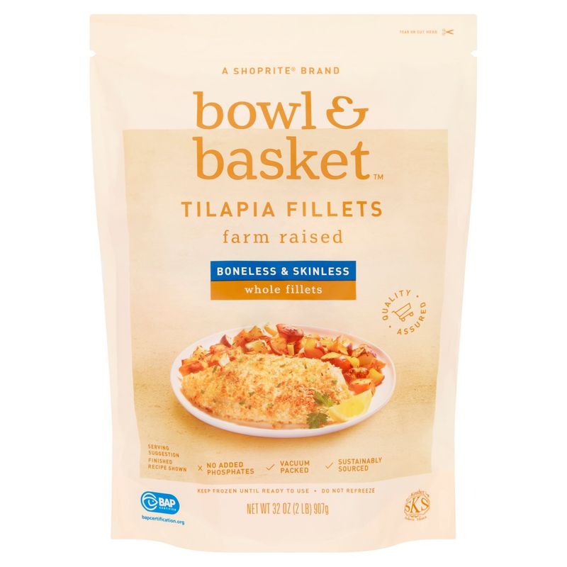 Bowl &amp; Basket Tilapia Fillets Boneless &amp; Skinless Whole, 32 oz