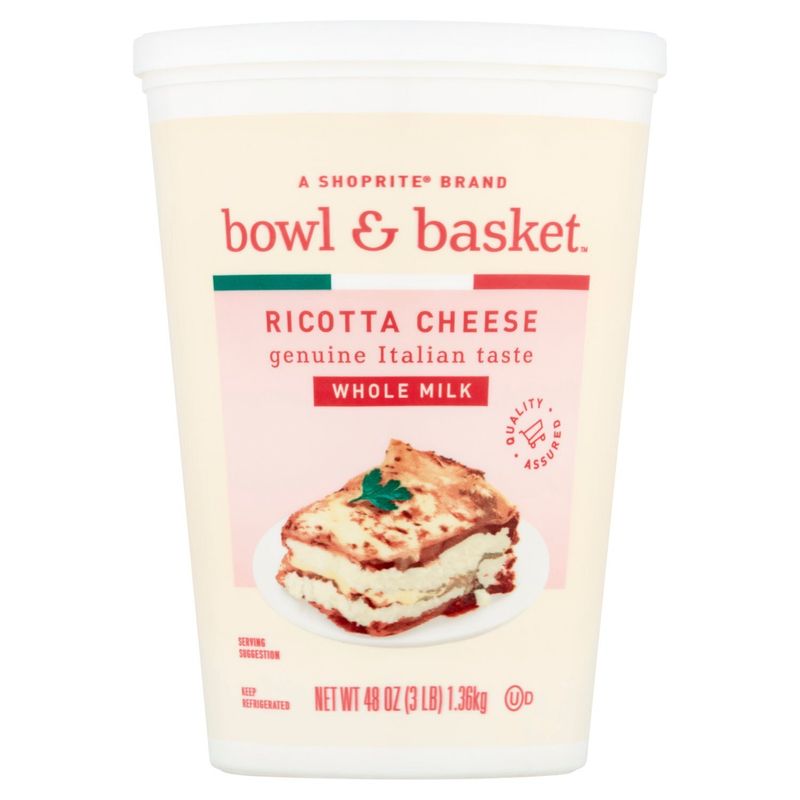 Bowl &amp; Basket Whole Milk Ricotta Cheese, 48 oz