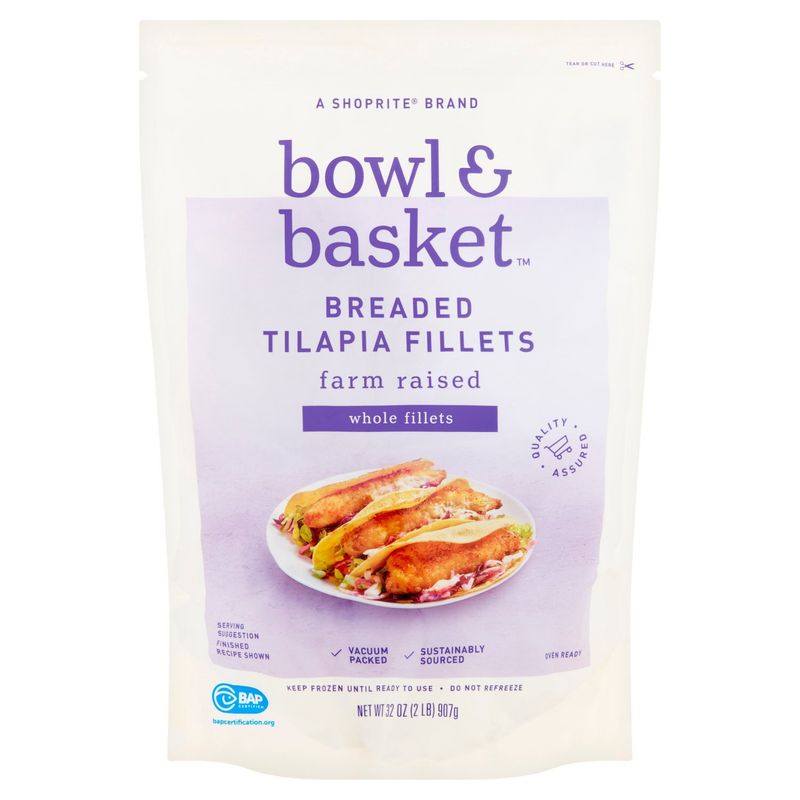 Bowl &amp; Basket Breaded Tilapia Whole Fillets, 32 oz