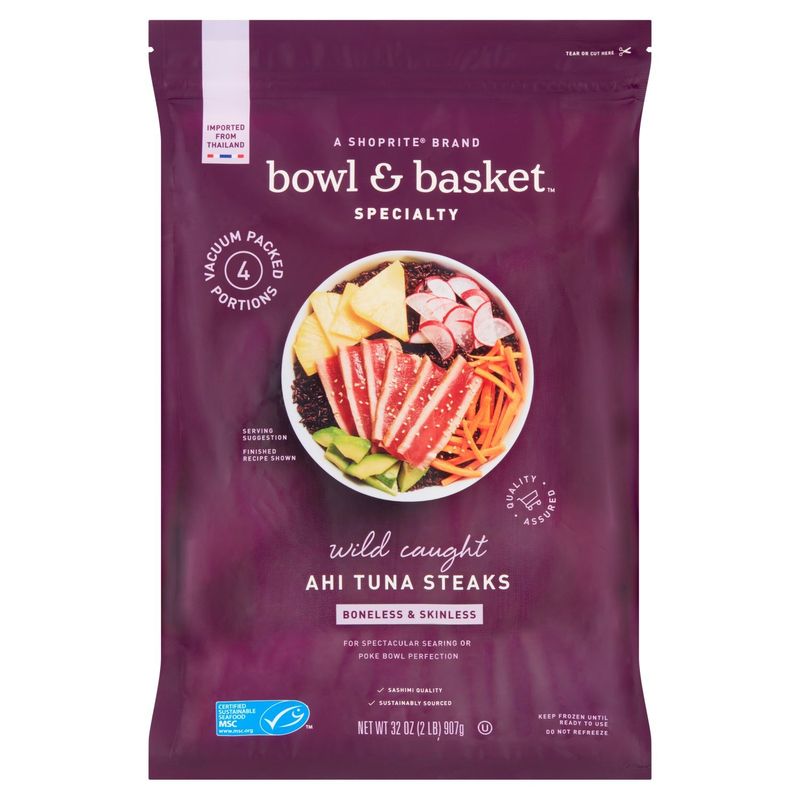 Bowl &amp; Basket Specialty Boneless &amp; Skinless Ahi Tuna Steaks, 32 oz