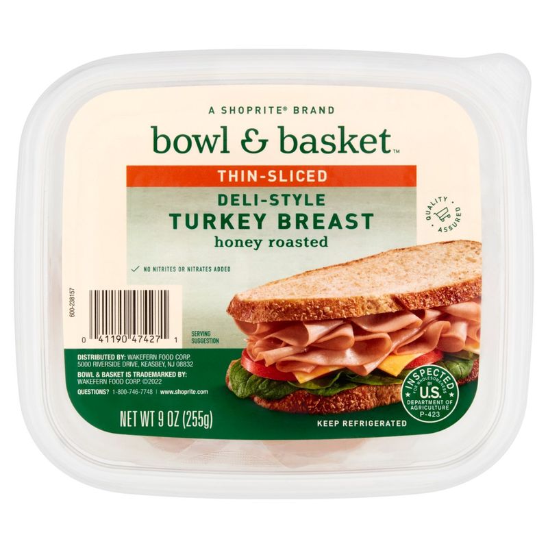 Bowl &amp; Basket Honey Roasted Thin-Sliced Deli-Style Turkey Breast, 9 oz