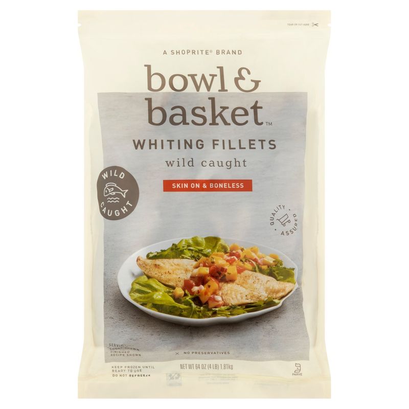 Bowl &amp; Basket Skin On &amp; Boneless Whiting Fillets, 64 oz