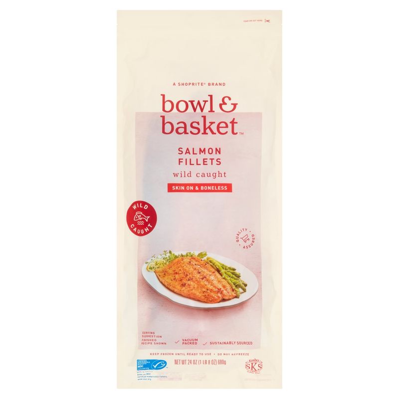 Bowl &amp; Basket Skin On &amp; Boneless Salmon Fillets, 24 oz
