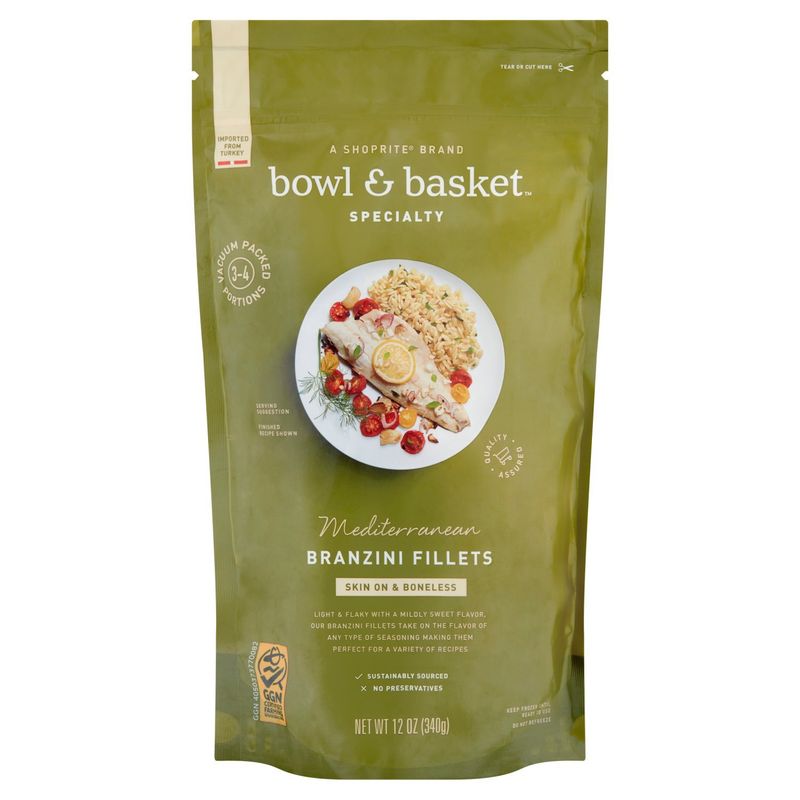 Bowl &amp; Basket Specialty Mediterranean Skin on &amp; Boneless Branzini Fillets, 12 oz