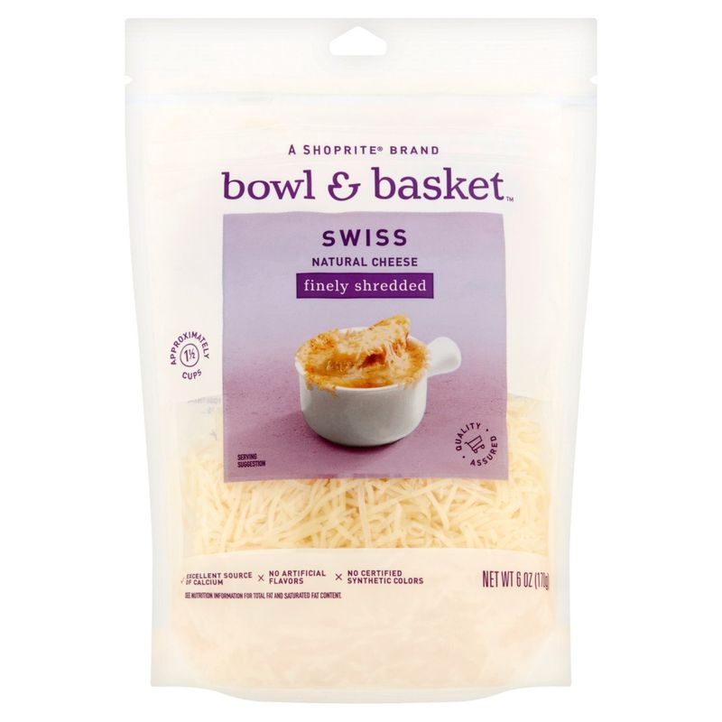 Bowl &amp; Basket Finely Shredded Swiss Natural Cheese, 6 oz