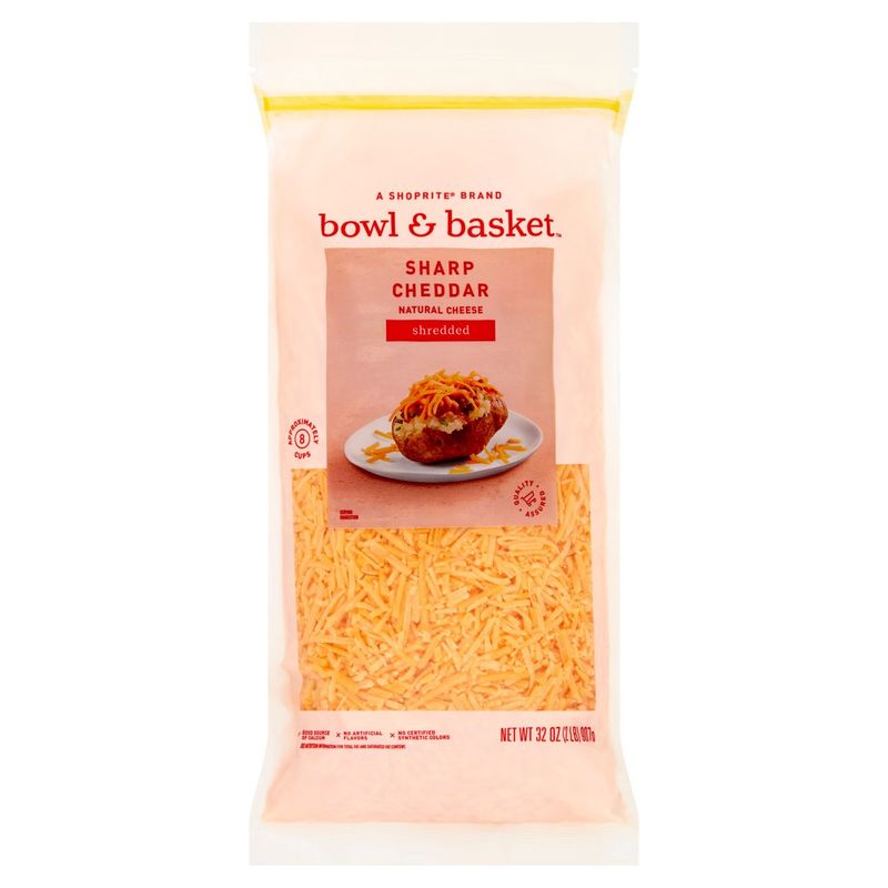 Bowl &amp; Basket Shredded Sharp Cheddar Natural Cheese, 32 oz