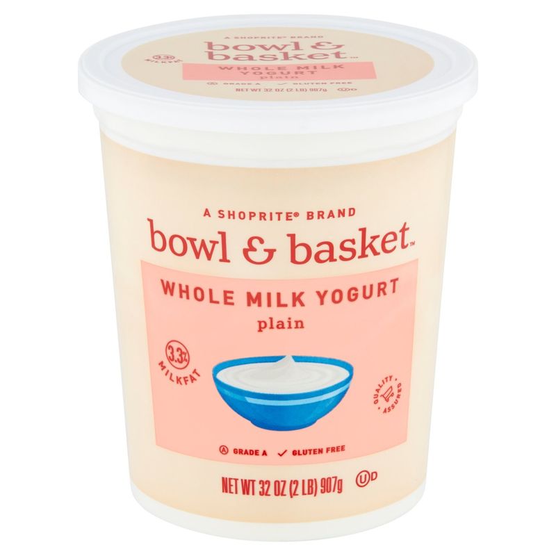 Bowl &amp; Basket Plain Whole Milk Yogurt, 32 oz