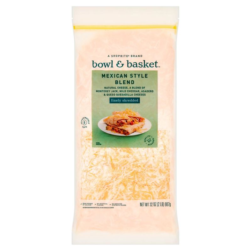 Bowl &amp; Basket Finely Shredded Mexican Style Blend Cheese, 32 oz