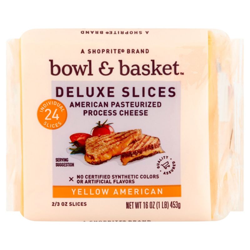Bowl &amp; Basket Deluxe Slices Yellow American Cheese, 2/3 oz, 24 count