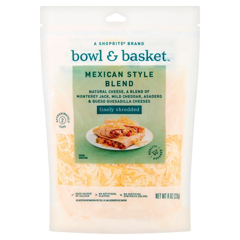 Bowl &amp; Basket Finely Shredded Mexican Style Blend Cheese, 8 oz