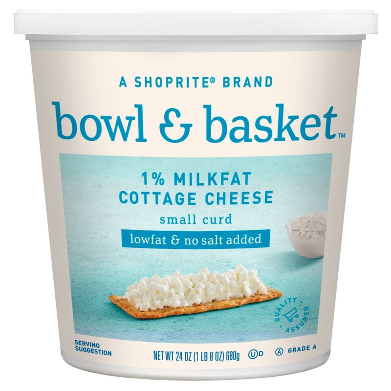 Bowl &amp; Basket Lowfat &amp; No Salt Added Small Curd 1% Milkfat Cottage Cheese, 24 oz