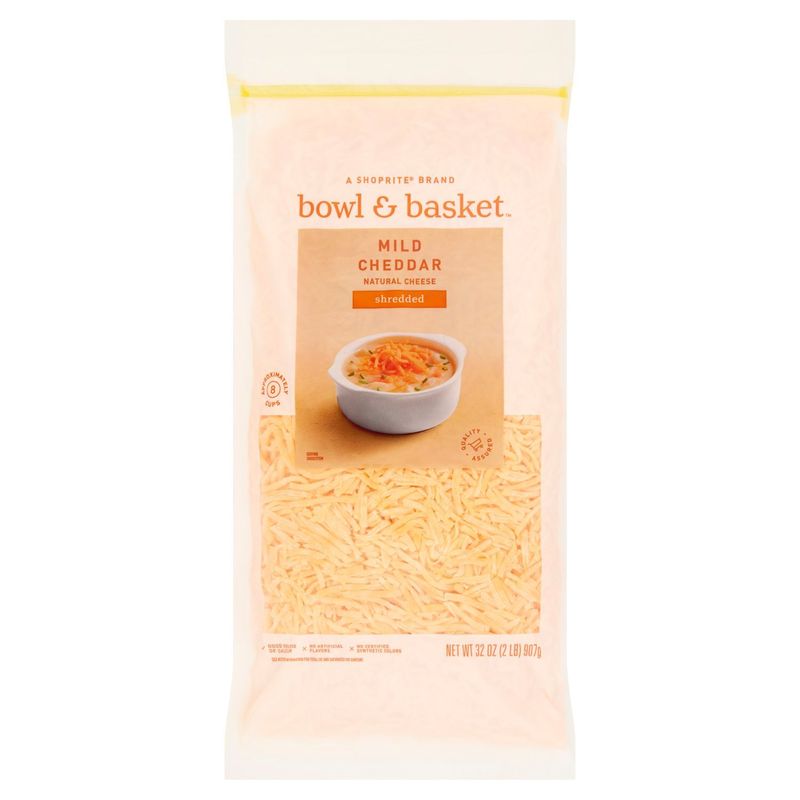 Bowl &amp; Basket Shredded Mild Cheddar Natural Cheese, 32 oz