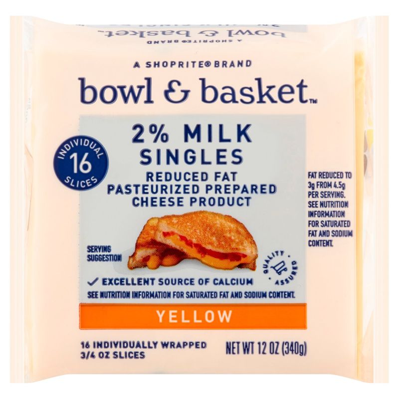 Bowl &amp; Basket 2% Milk Singles Yellow Cheese, 3/4 oz, 16 count