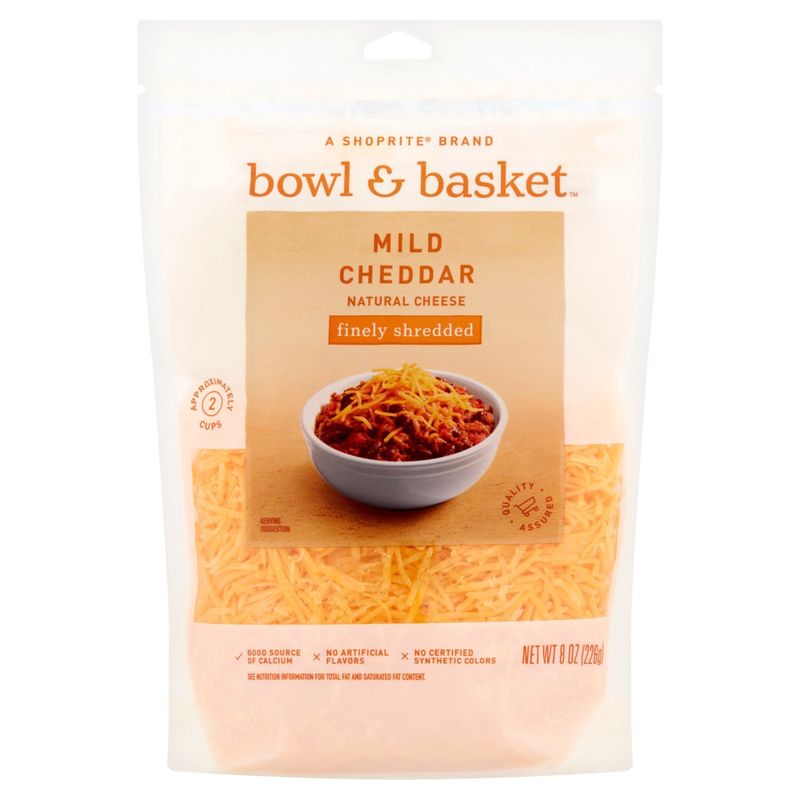 Bowl &amp; Basket Finely Shredded Mild Cheddar Natural Cheese, 8 oz