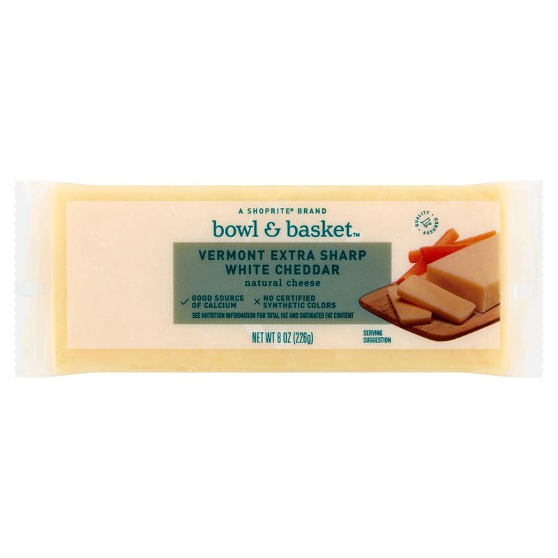 Bowl &amp; Basket Vermont Extra Sharp White Cheddar Natural Cheese, 8 oz