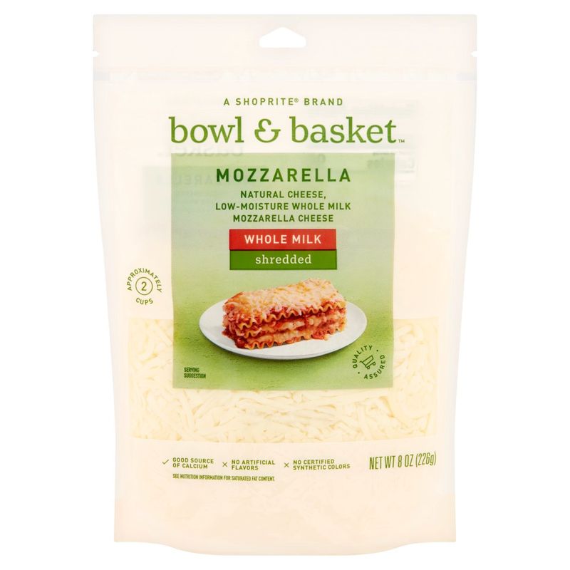Bowl &amp; Basket Whole Milk Shredded Mozzarella Cheese, 8 oz