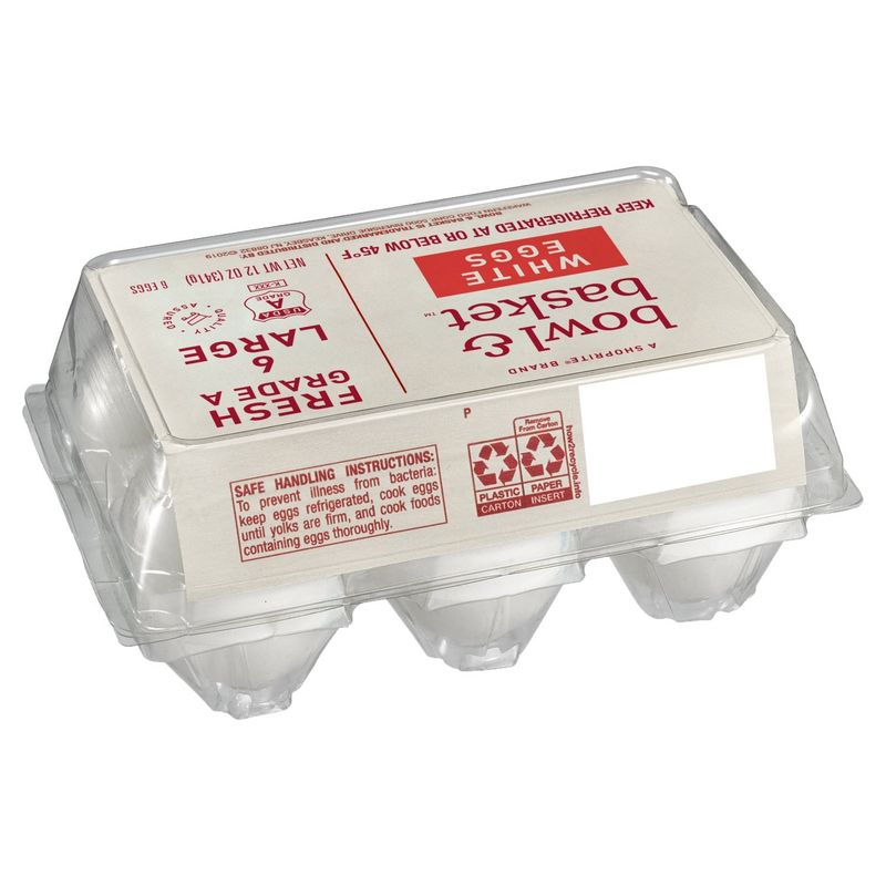 Bowl &amp; Basket Fresh White Eggs, Large, 6 count, 12 oz