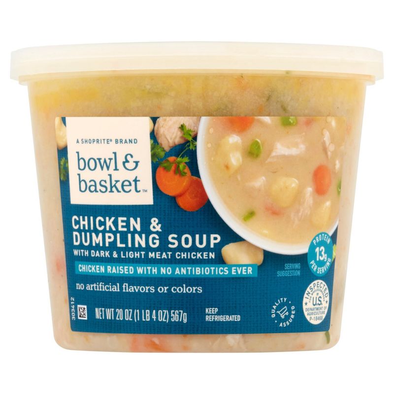 Bowl &amp; Basket Chicken &amp; Dumpling Soup with Dark and Light Meat Chicken, 20 oz