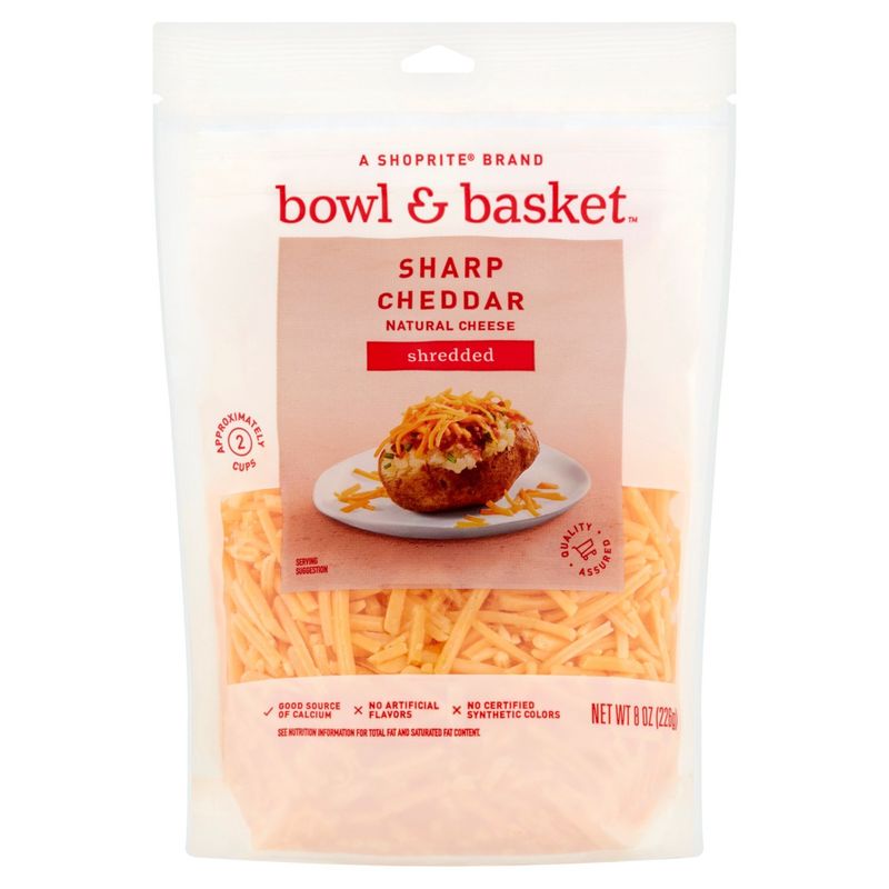 Bowl &amp; Basket Shredded Sharp Cheddar Natural Cheese, 8 oz