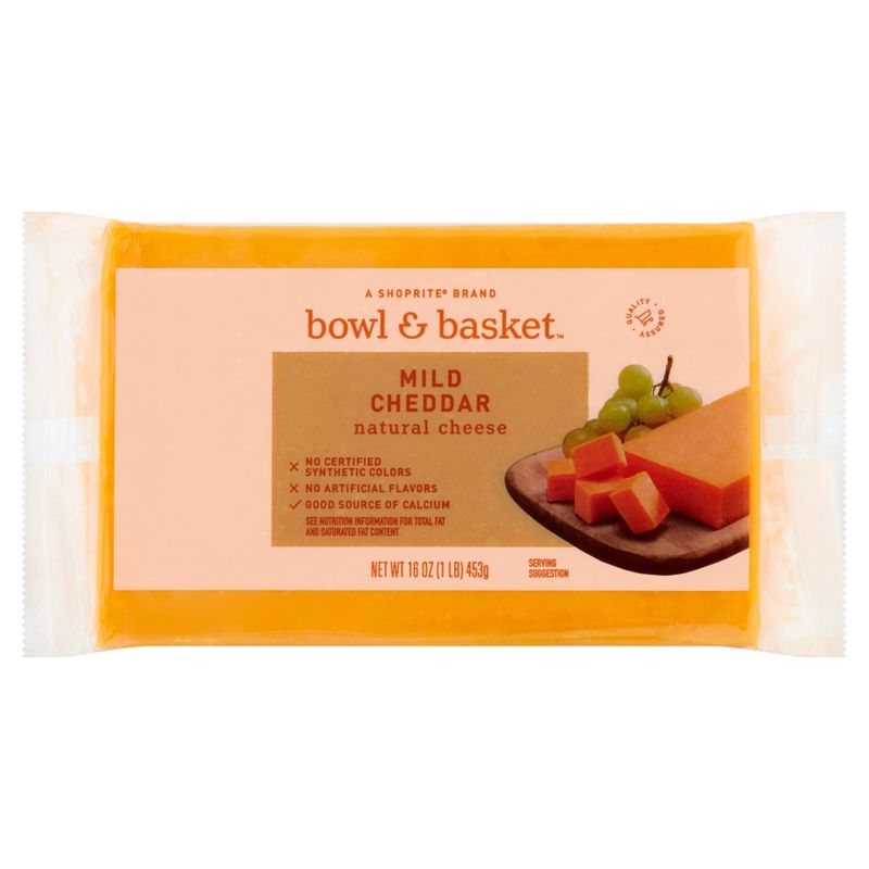Bowl &amp; Basket Mild Cheddar Natural Cheese, 16 oz
