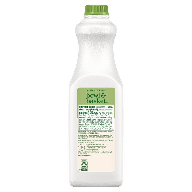 Bowl &amp; Basket 1% Low Fat Milk, one quart