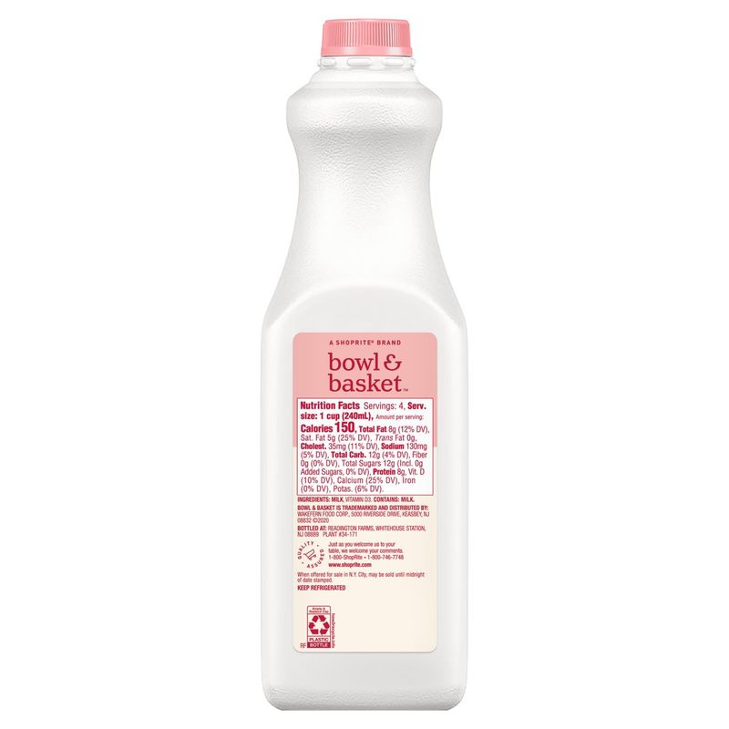 Bowl &amp; Basket Whole Milk, one quart