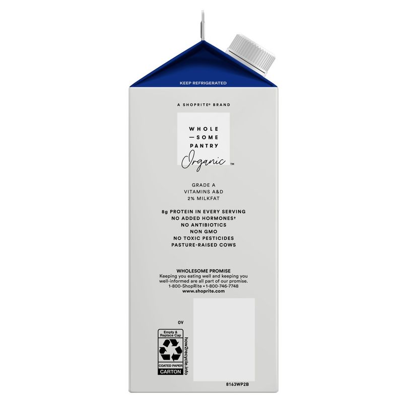 Wholesome Pantry Organic 2% Reduced Fat Milk, half gallon