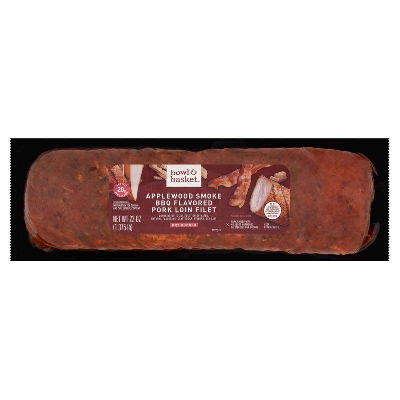 Bowl &amp; Basket Applewood Smoke BBQ Flavored Pork Loin Filet, 22 oz