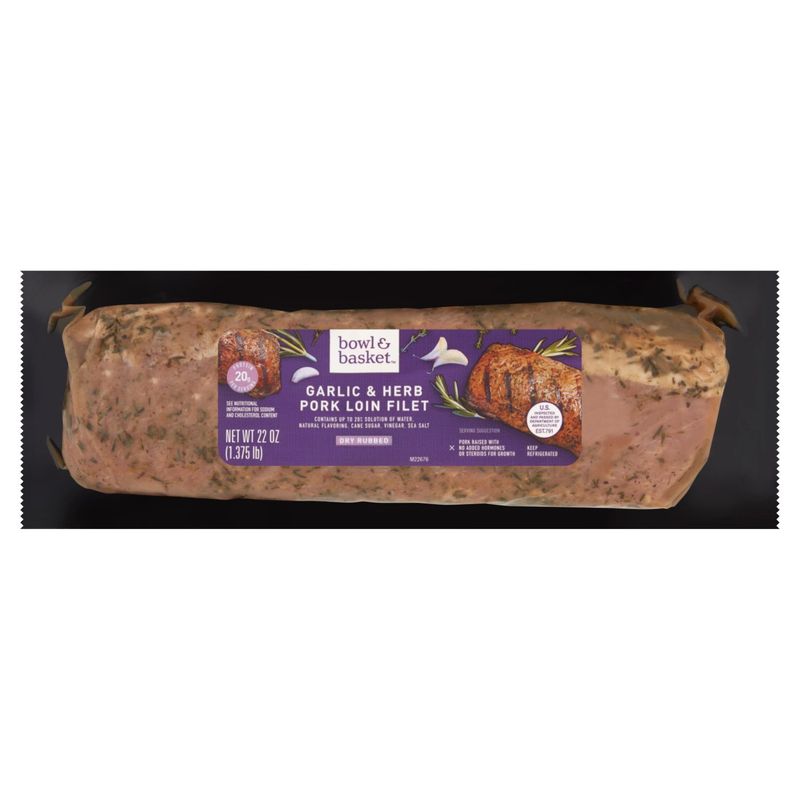 Bowl &amp; Basket Garlic &amp; Herb Pork Loin Filet, 22 oz