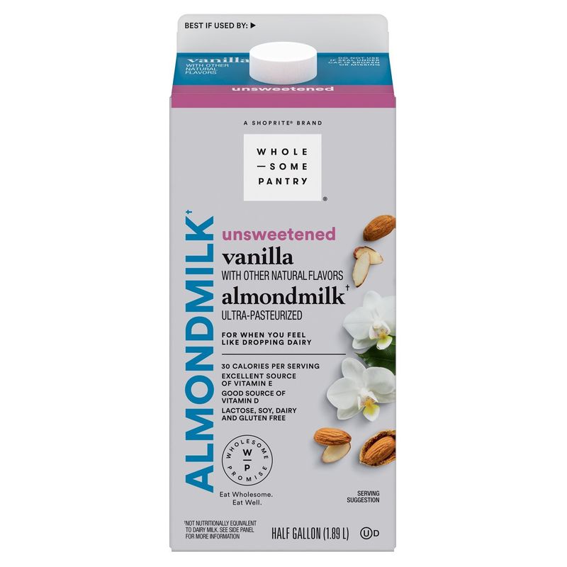 Wholesome Pantry Unsweetened Vanilla Almondmilk, half gallon