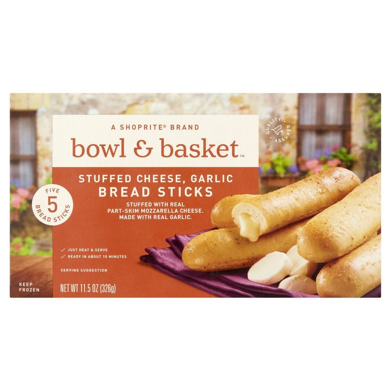 Bowl &amp; Basket Stuffed Cheese, Garlic Bread Sticks, 5 count, 11.5 oz