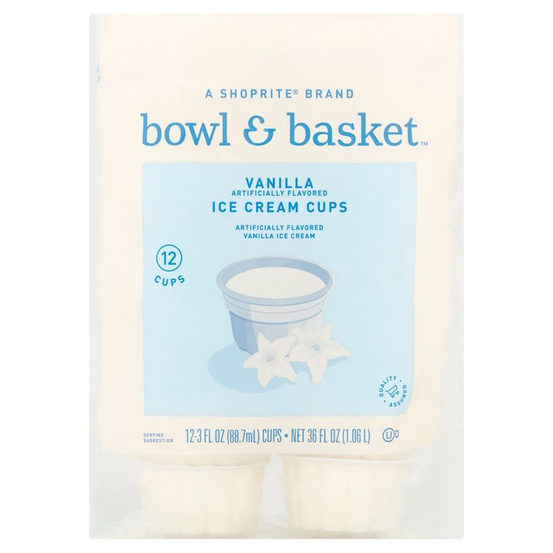 Bowl &amp; Basket Vanilla Ice Cream Cups, 3 fl oz, 12 count