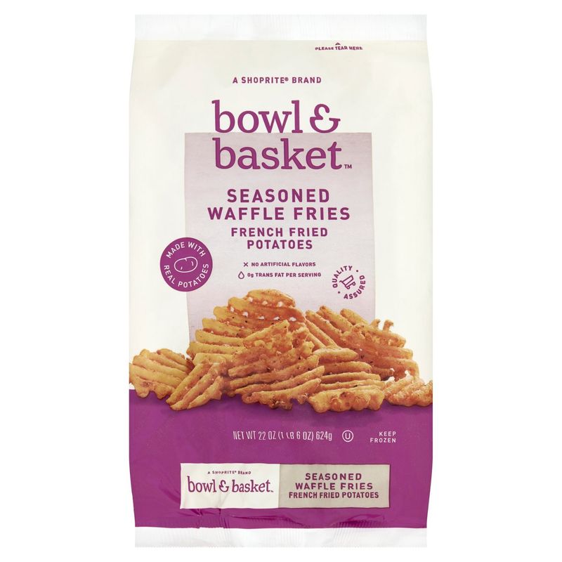 Bowl &amp; Basket Seasoned Waffle Fries French Fried Potatoes, 22 oz