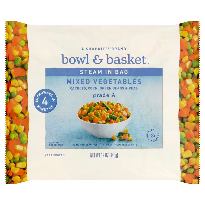 Bowl &amp; Basket Steam in Bag Carrots, Corn, Green Beans &amp; Peas Mixed Vegetables, 12 oz