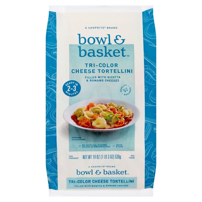 Bowl &amp; Basket Tri-Color Cheese Tortellini Pasta, 19 oz
