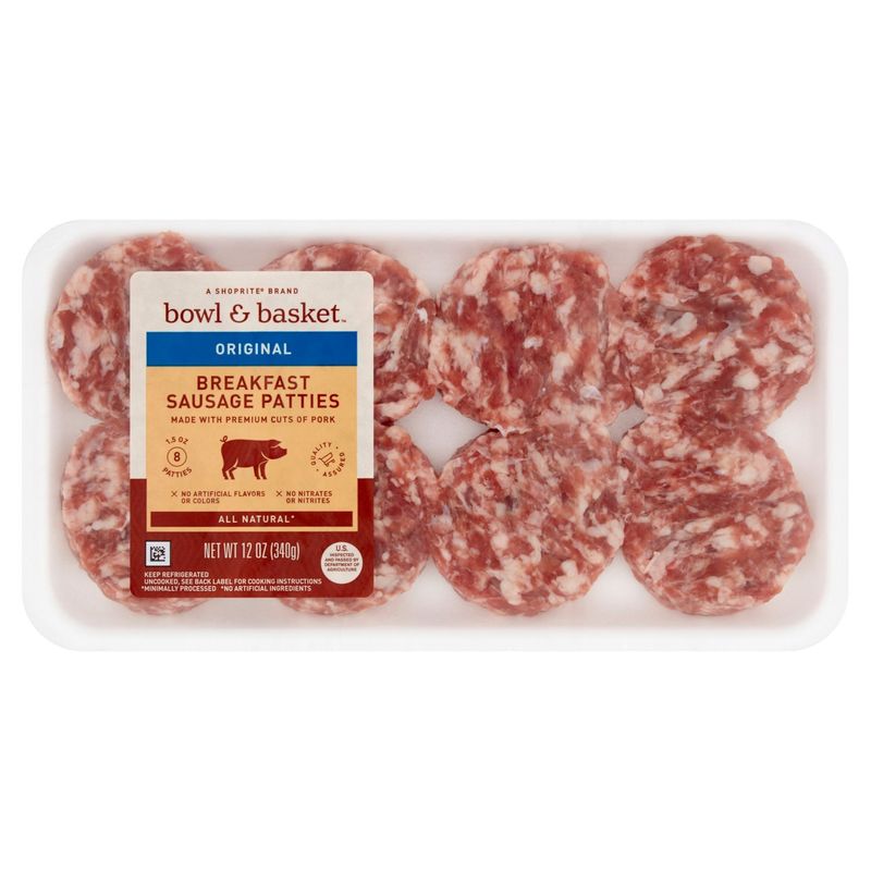 Bowl &amp; Basket Original Breakfast Sausage Patties, 1.5 oz, 8 count