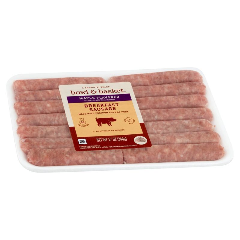 Bowl &amp; Basket Maple Flavored Breakfast Sausage, 14 count, 12 oz