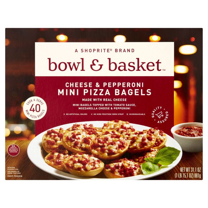 Bowl &amp; Basket Cheese &amp; Pepperoni Mini Pizza Bagels, 40 count, 31.1 oz