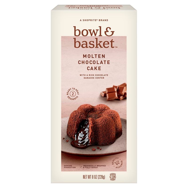 Bowl &amp; Basket Molten Chocolate Cake, 2 count, 8 oz