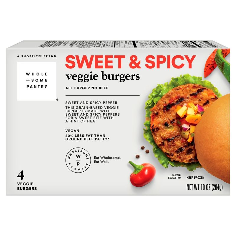 Wholesome Pantry Sweet &amp; Spicy Veggie Burgers, 4 count, 10 oz