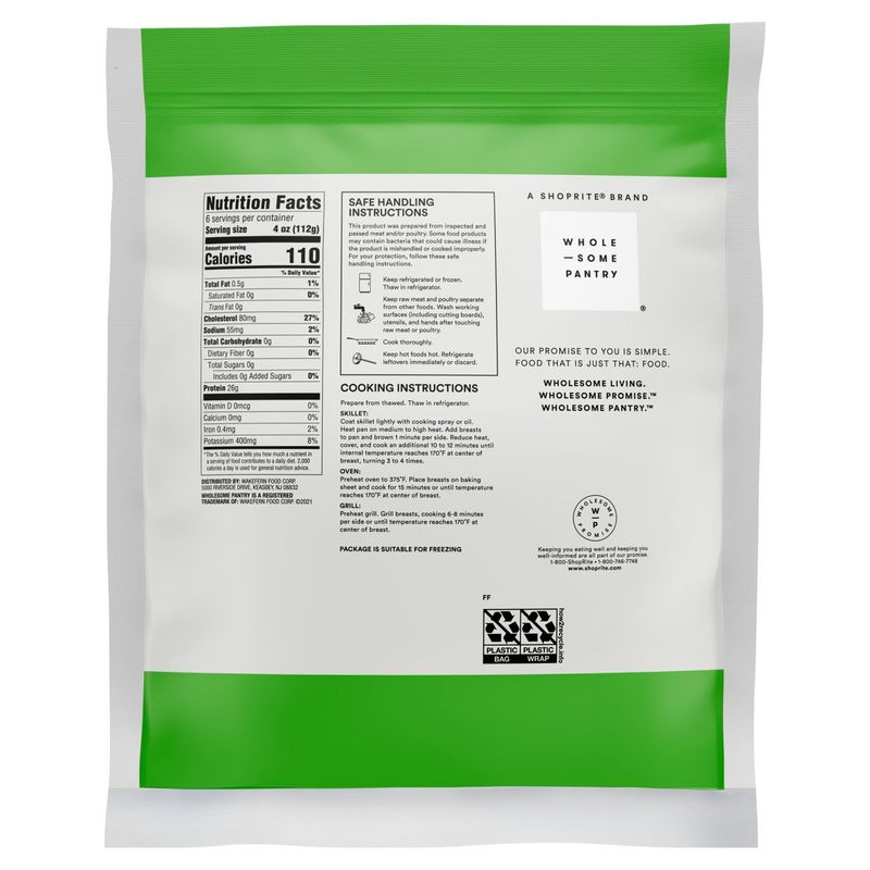 Wholesome Pantry Boneless Skinless Chicken Breasts, 6 count, 24 oz